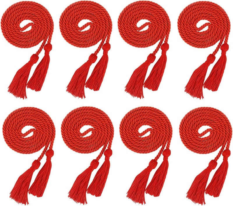 Cidenbio Cords for Graduation 2025 Honor Cords Bulk 8PCS Grad Rope Red Grad Cord 67" Long Braided Cord with Tassels Red Graduation Accessories for High School Honor Ropes for Decorations Bachelor Gown - Image 1